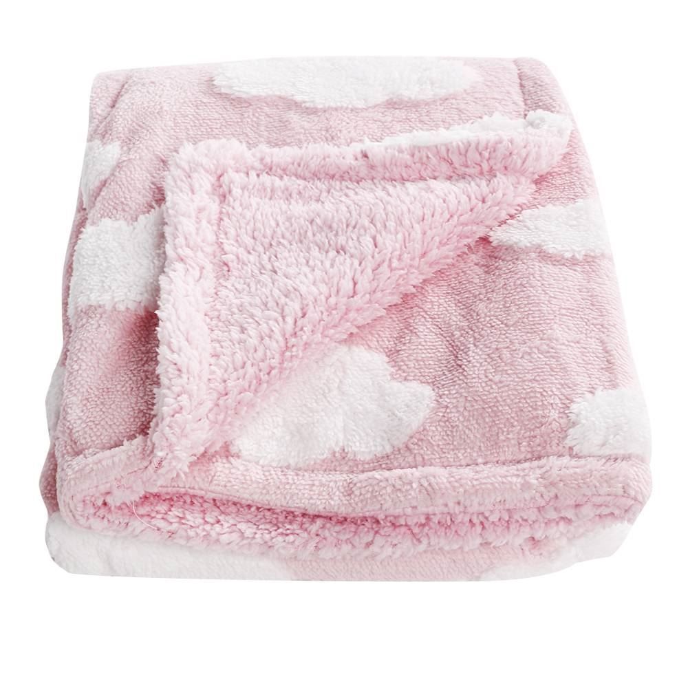 Manta Infantil 100% Poliéster Nas Nuvens Baby Camesa - Rosa
