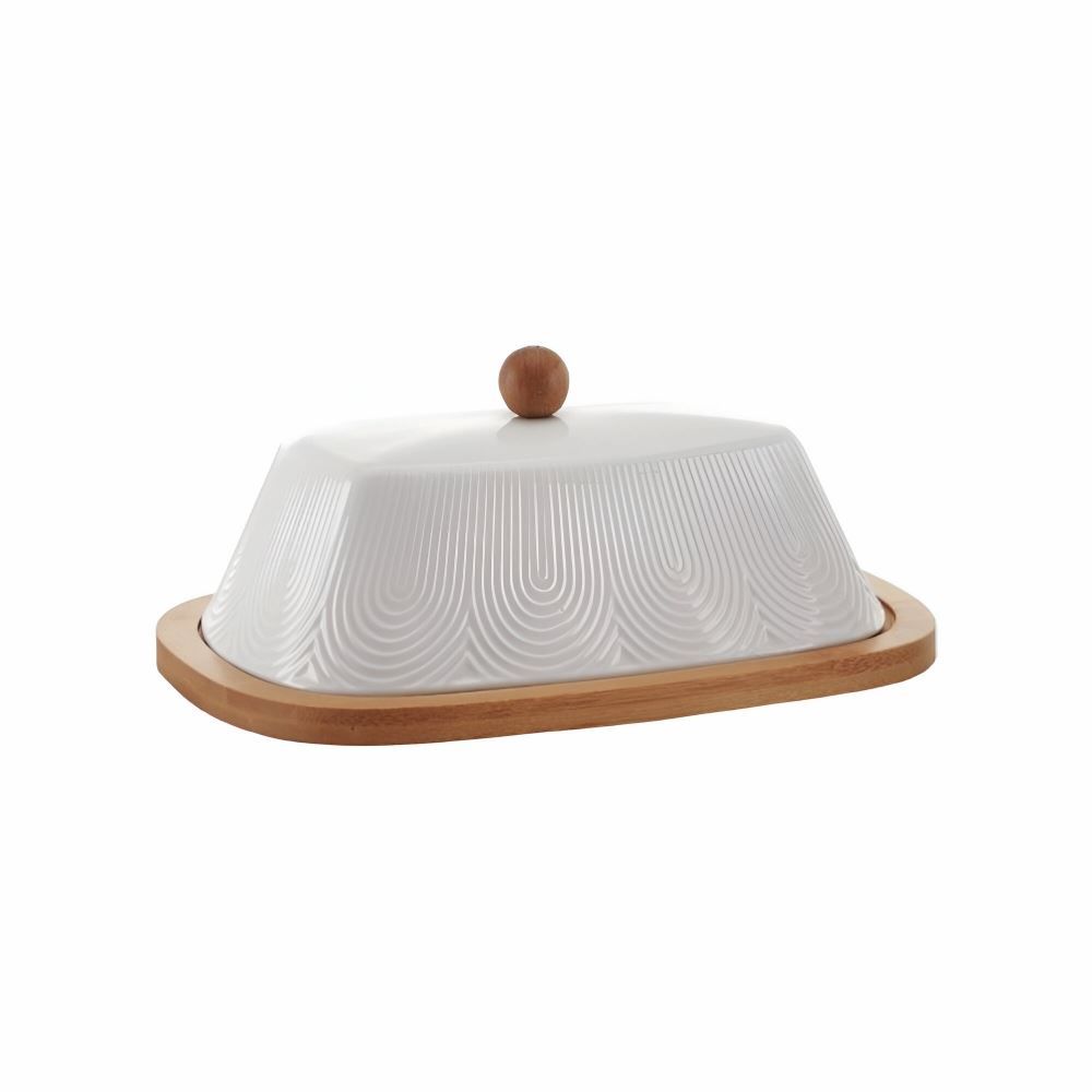 Manteigueira De Cerâmica Oasis Hauskraft 21 Cm - Branco