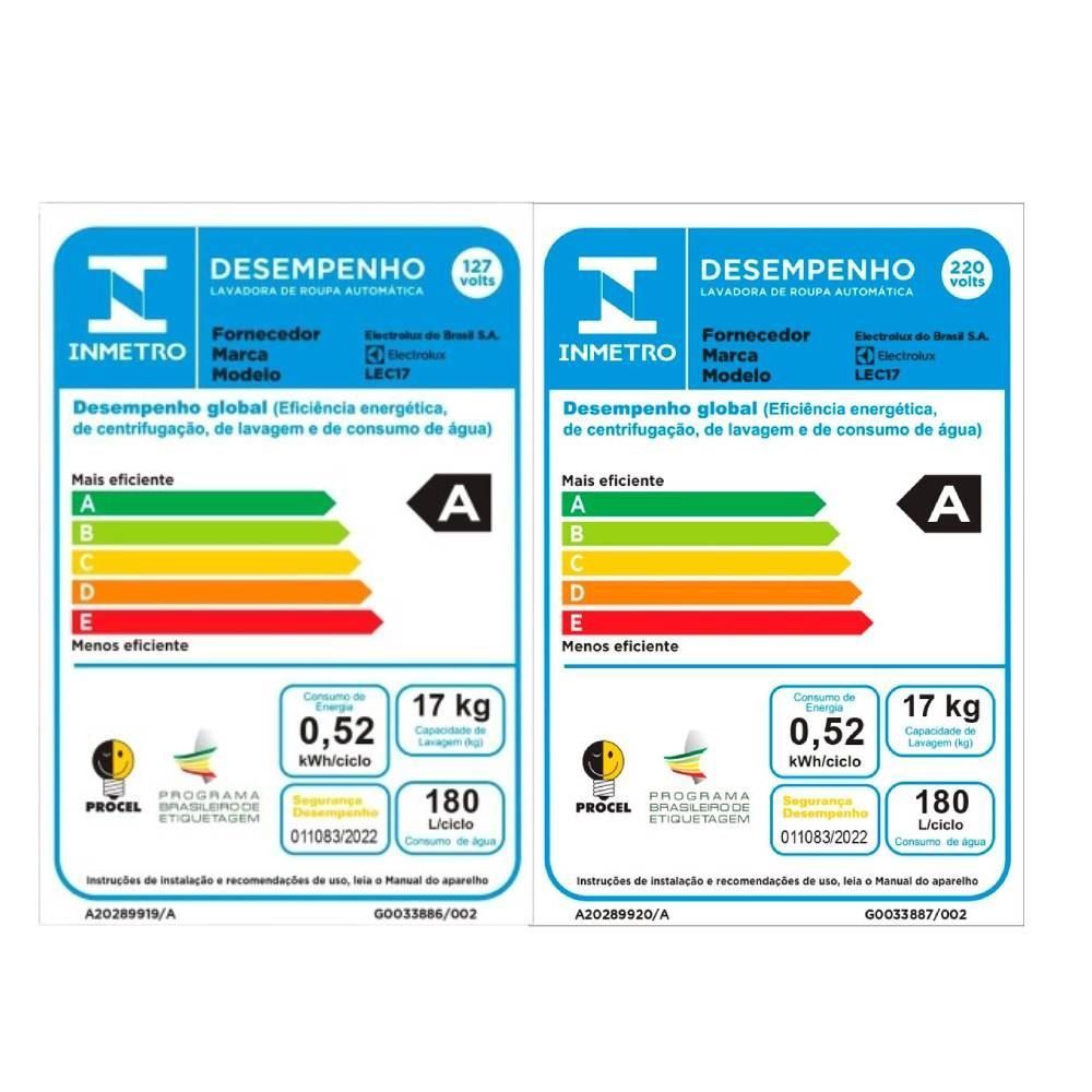 Lavadora de Roupas Electrolux 17Kg Premium Care LEC17