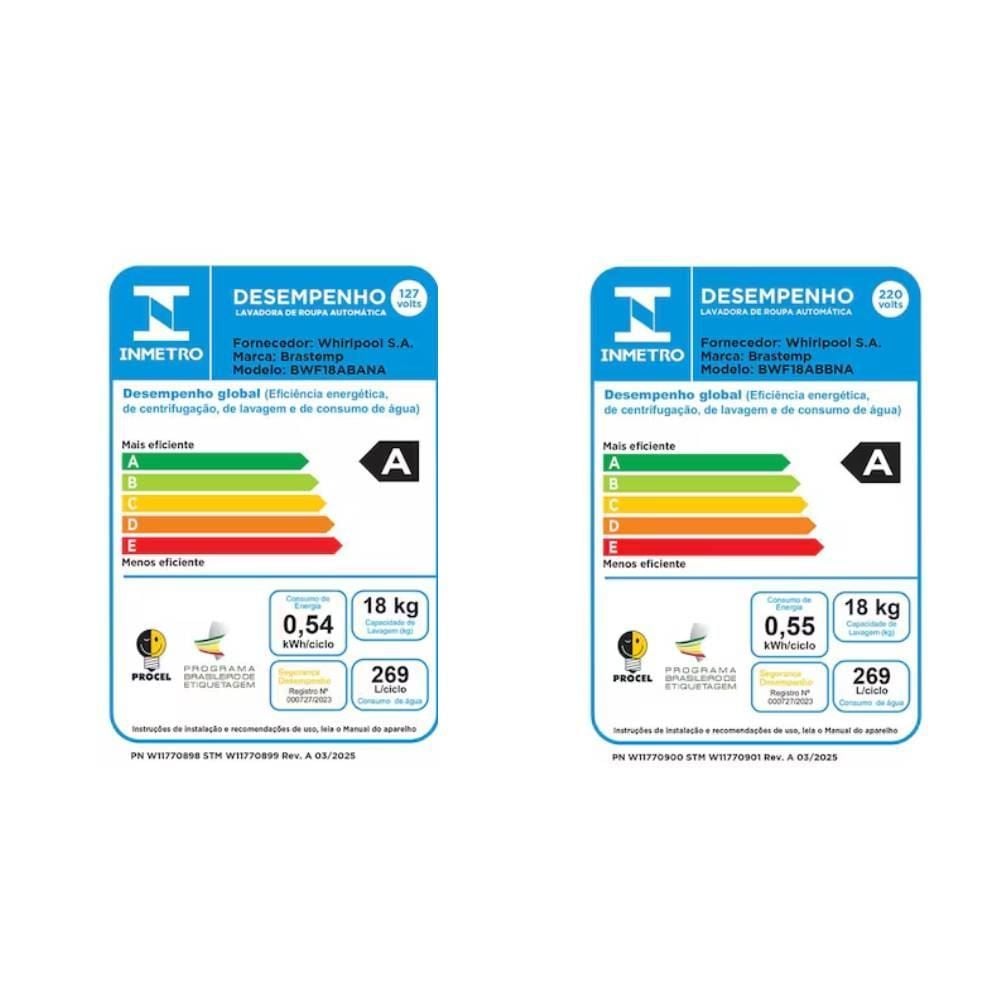 Máquina de Lavar Roupas Brastemp 18Kg Branca BWF18AB
