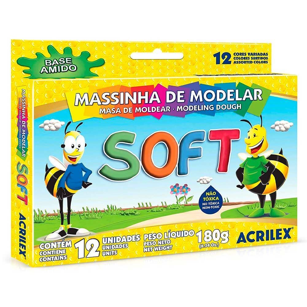 Massinha De Modelar Soft Abelinhas Com 12 Cores Acrilex - 07312