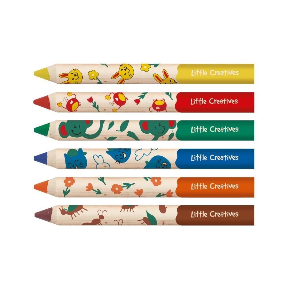 Meu Primeiro Lápis De Cor + Apontador Little Creatives Faber Castell - 6 Unidades