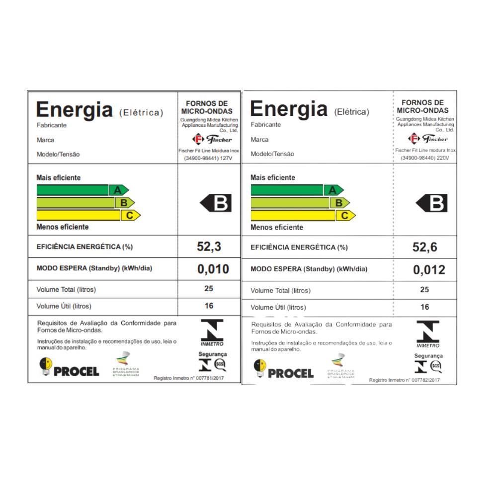 Micro-ondas de Embutir Fischer Fit Line 25 litros com função de descongelar