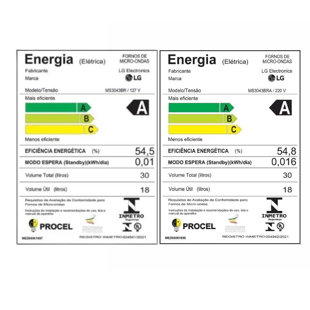 Micro-ondas LG 30 Litros Limpa Fácil MS3043BR