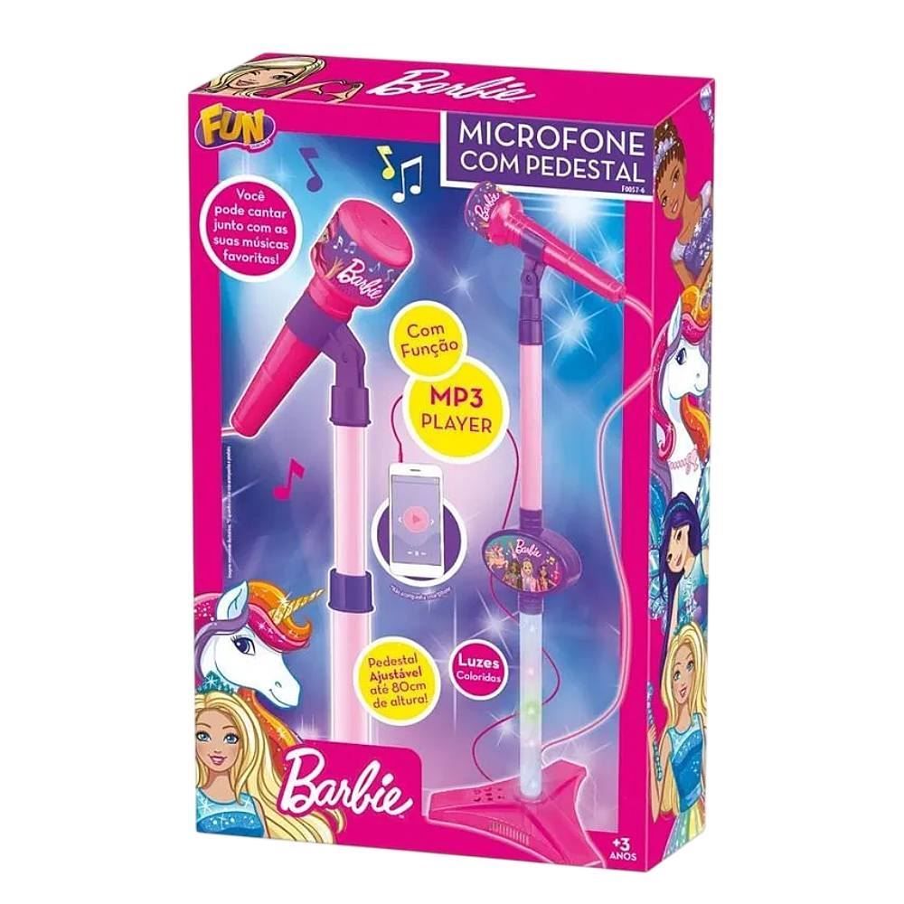 Microfone com Pedestal Barbie Fun