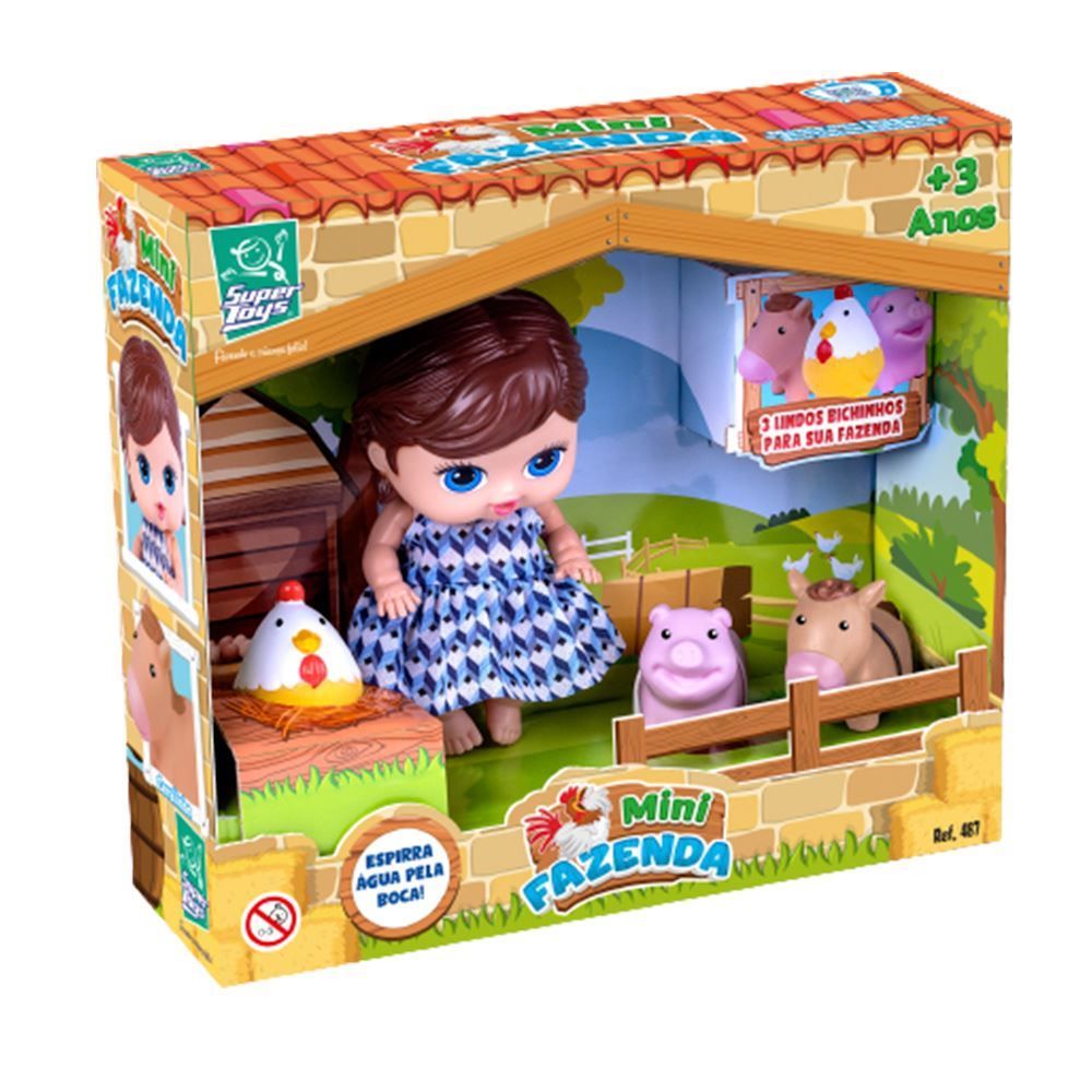 Mini Fazenda Com Boneca Baby E Animais Super Toys - 487