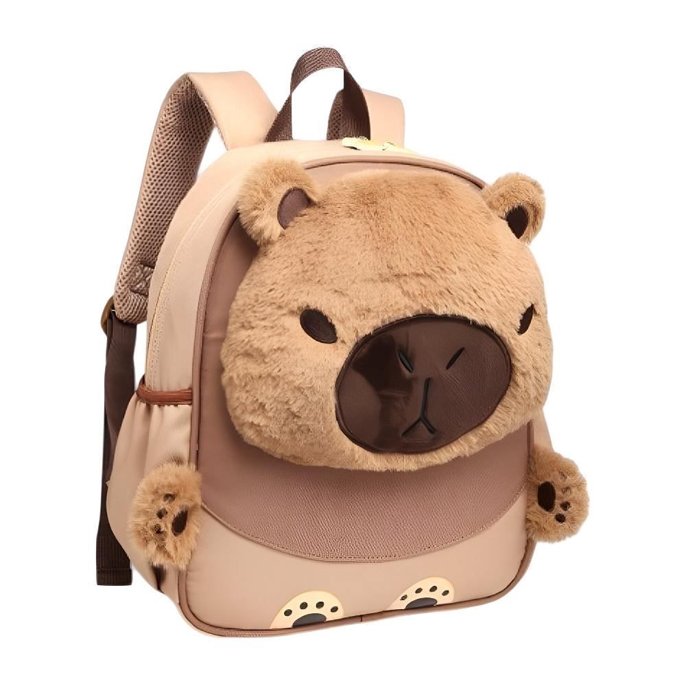 Mochila de Costas Pré Escola Pelúcia Capivara Tututti - Marrom