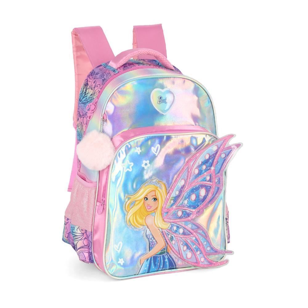 Mochila De Costas Infantil Holográfica Barbie Luxcel - Sortido