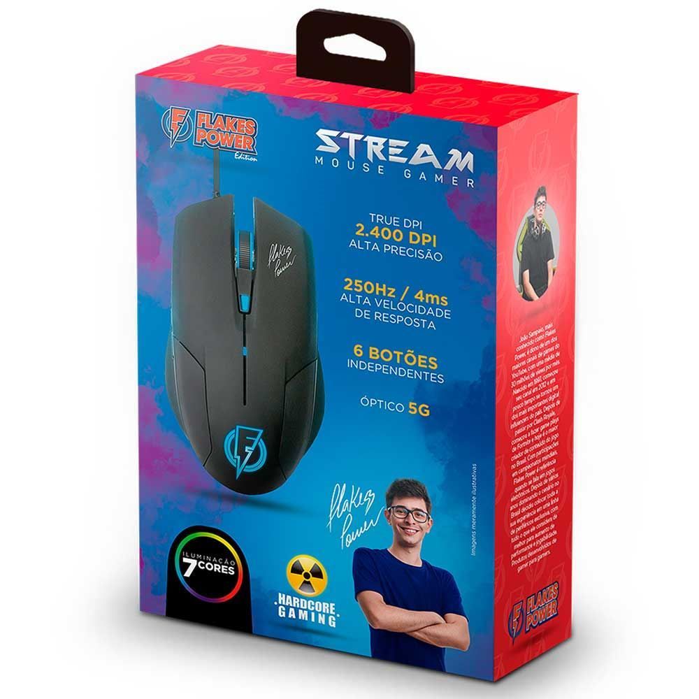 Mouse Gamer Flakes Power Stream Elg Flkm002 - Preto