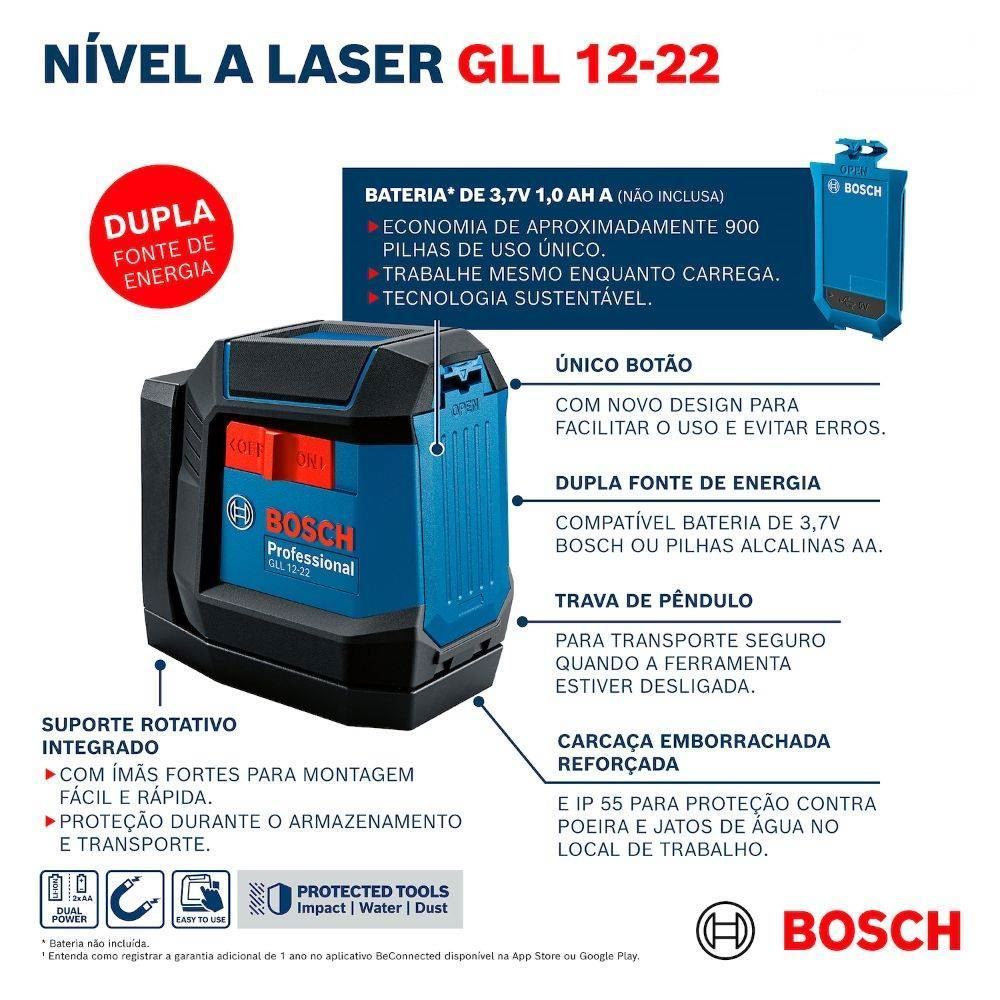 Nível A Laser Gll 12-22 De 12 Metros Bosch - 0601065220