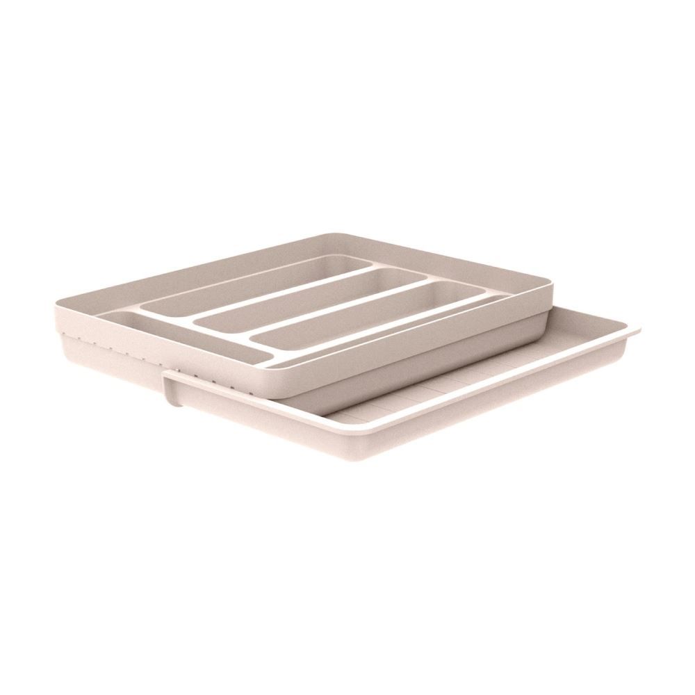 Organizador De Talheres Com Extensor Ou Logic - Bege Fechado