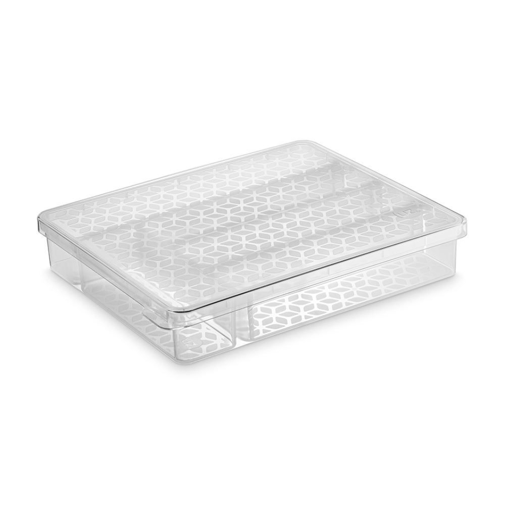 Organizador de Talheres Multiuso com Tampa Uz - Transparente