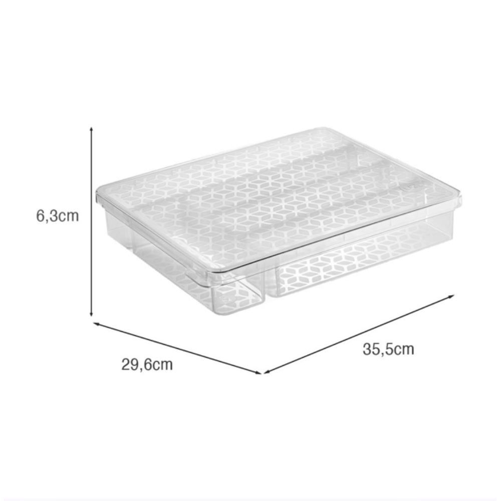 Organizador de Talheres Multiuso com Tampa Uz - Transparente