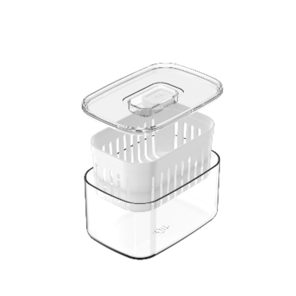 Organizador Para Geladeira Com Cesto Clear Fresh Ou 650Ml - Transparente e Branco