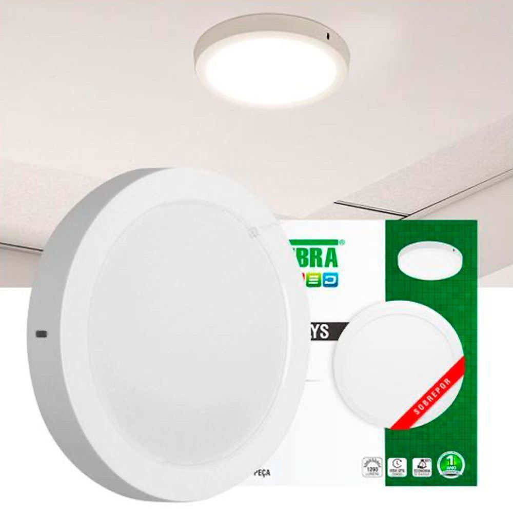 Painel Led 18W Lys Redondo Sobrepor 6500K Taschibra - Autovolt