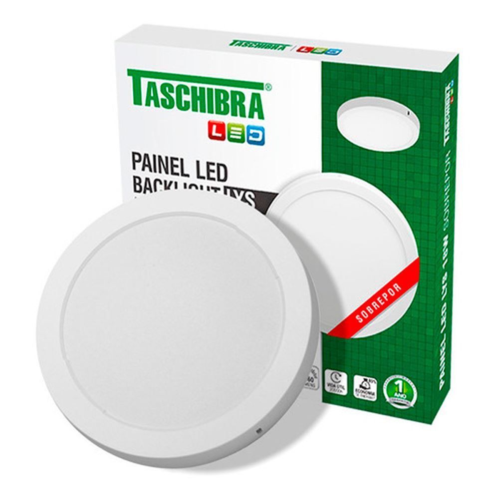 Painel Led 18W Lys Redondo Sobrepor Luz Amarela 3000K Taschibra - Autovolt
