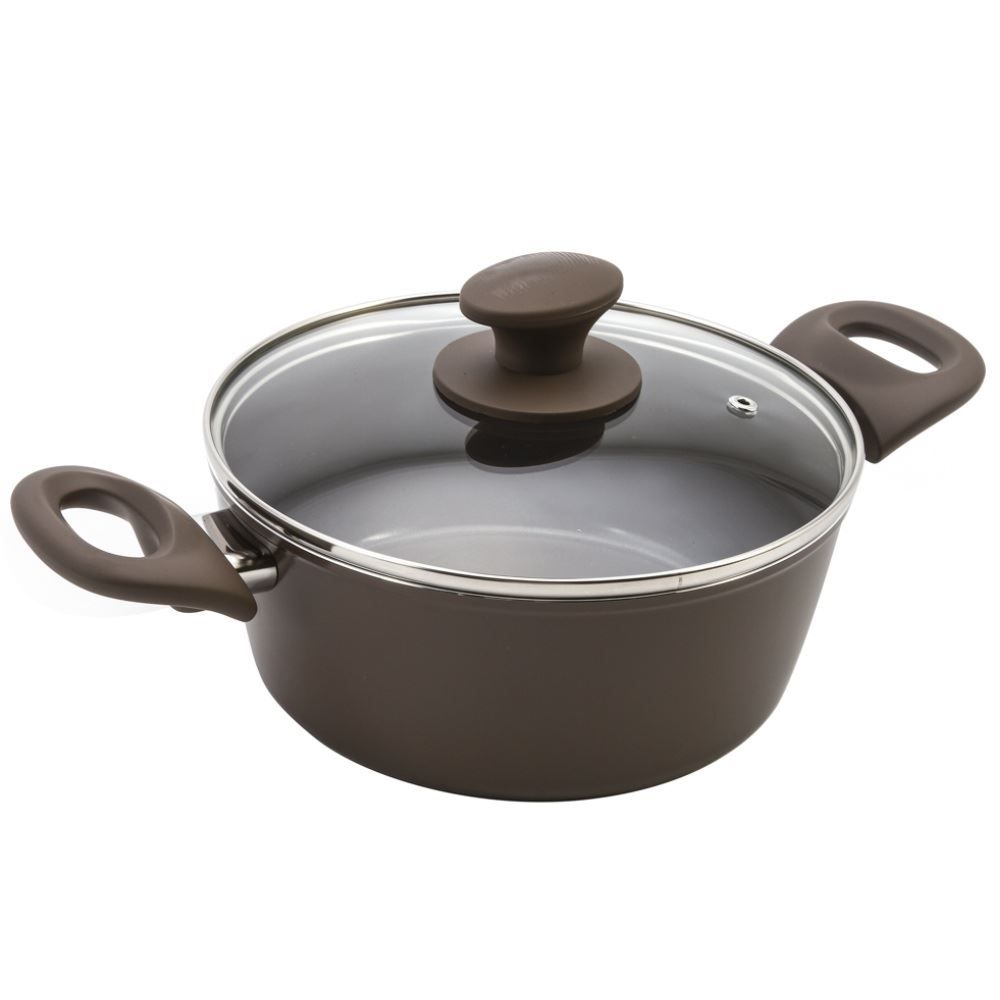 Panela Caçarola De Alumínio Revestimento Cerâmico Indução Optima Havan Casa 3,8L - Camurça