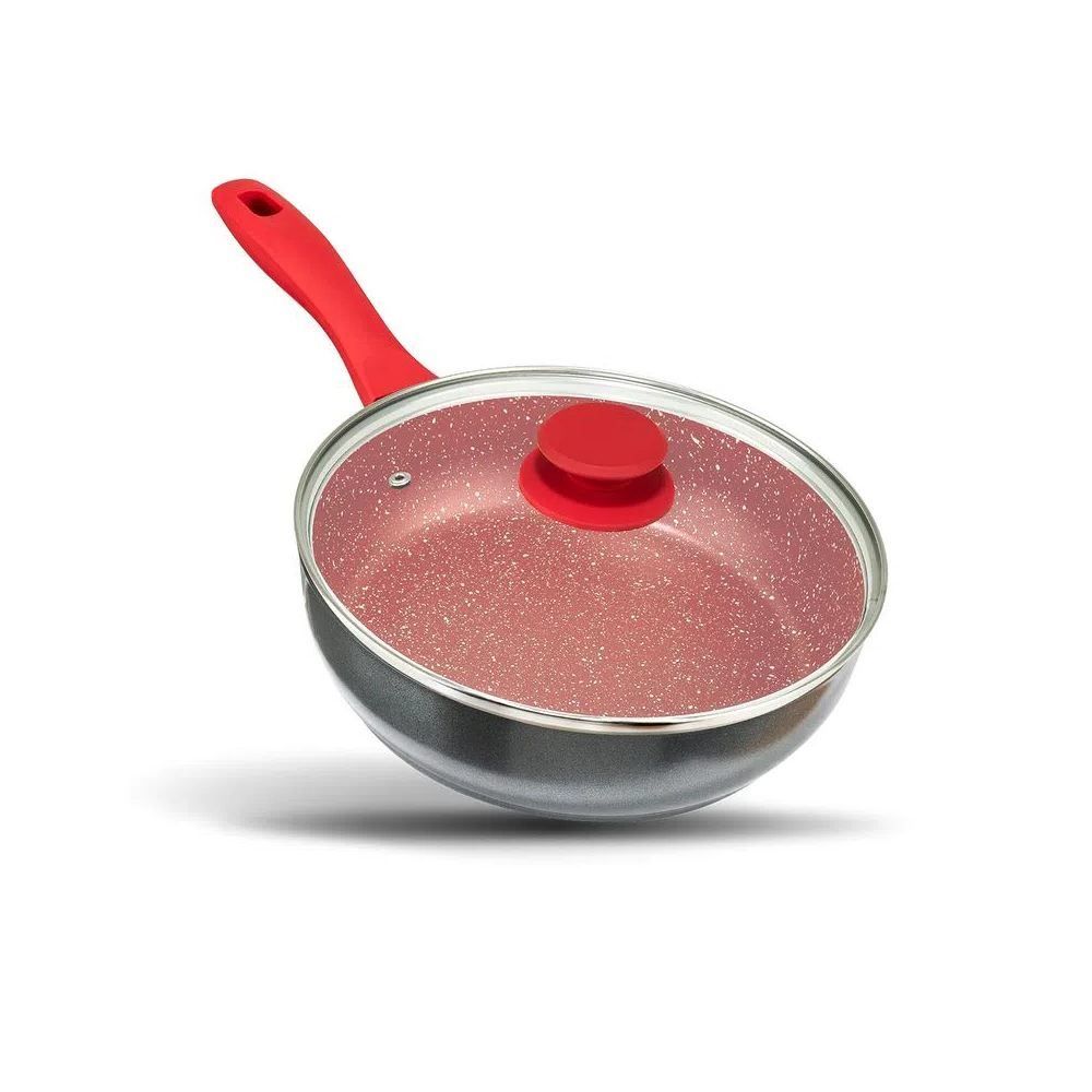 Panela Com Tampa De Vidro Redstone Définitive Philco 2,7L - Cinza com Vermelho