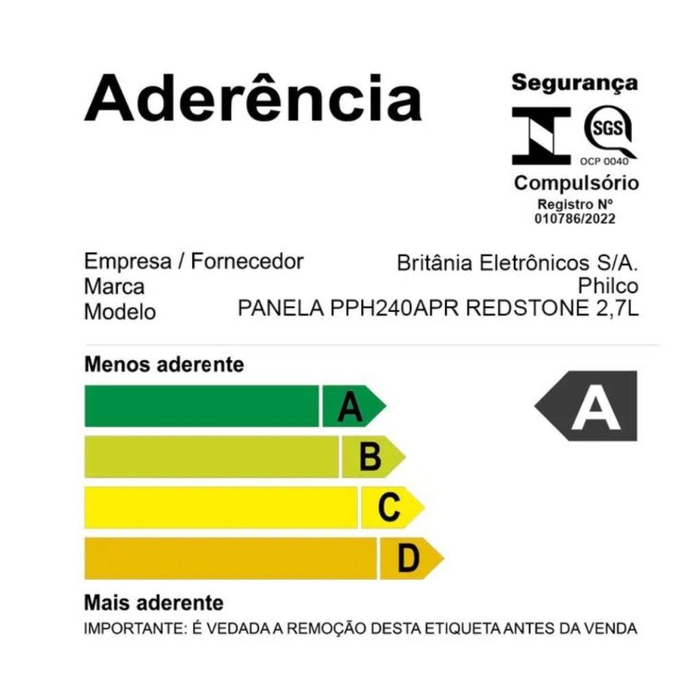 Panela Com Tampa De Vidro Redstone Définitive Philco 2,7L - Cinza com Vermelho
