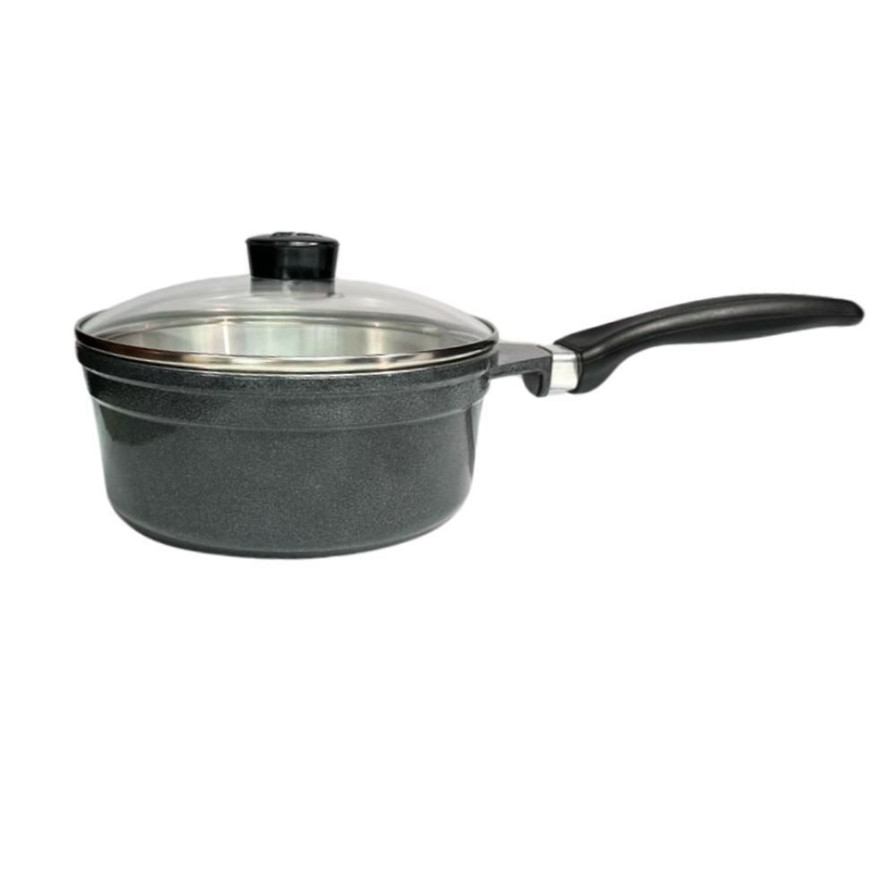 Panela Fundida Com Tampa De Vidro Cava 20Cm - Grafite