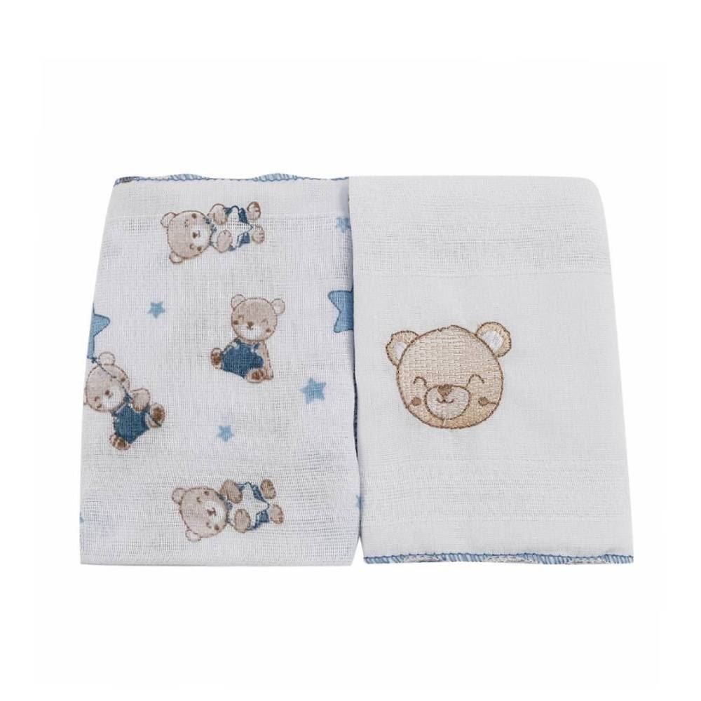 Pano De Boca Bordado Havan Baby - Teddy Azul