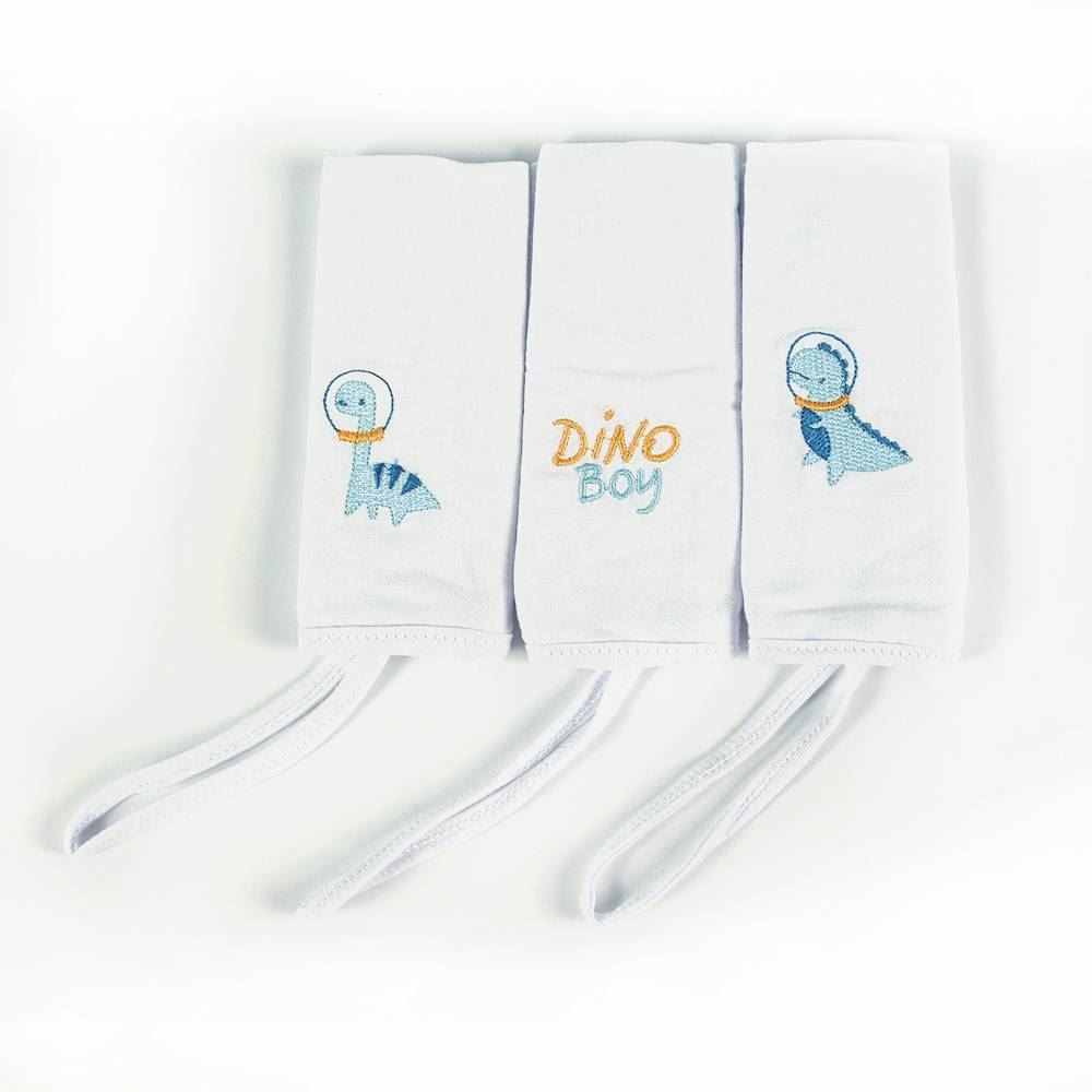 Pano De Boca C/ Prendedor De Chupeta 3 Peças - Dino Azul