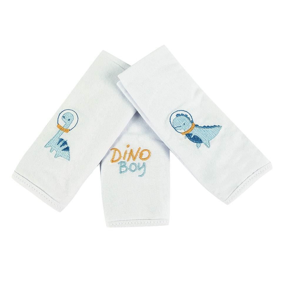 Pano De Boca C/ Prendedor De Chupeta 3 Peças - Dino Azul