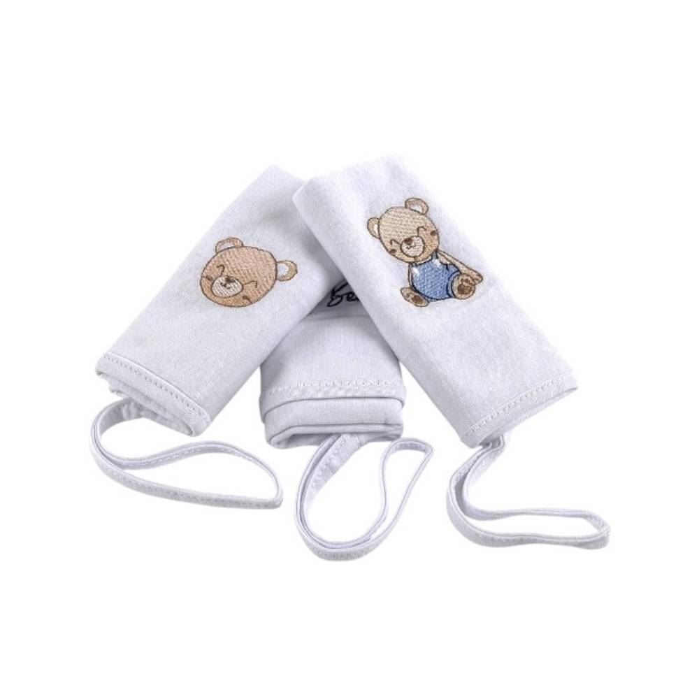 Pano De Boca C/ Prendedor De Chupeta 3 Peças - Teddy Azul