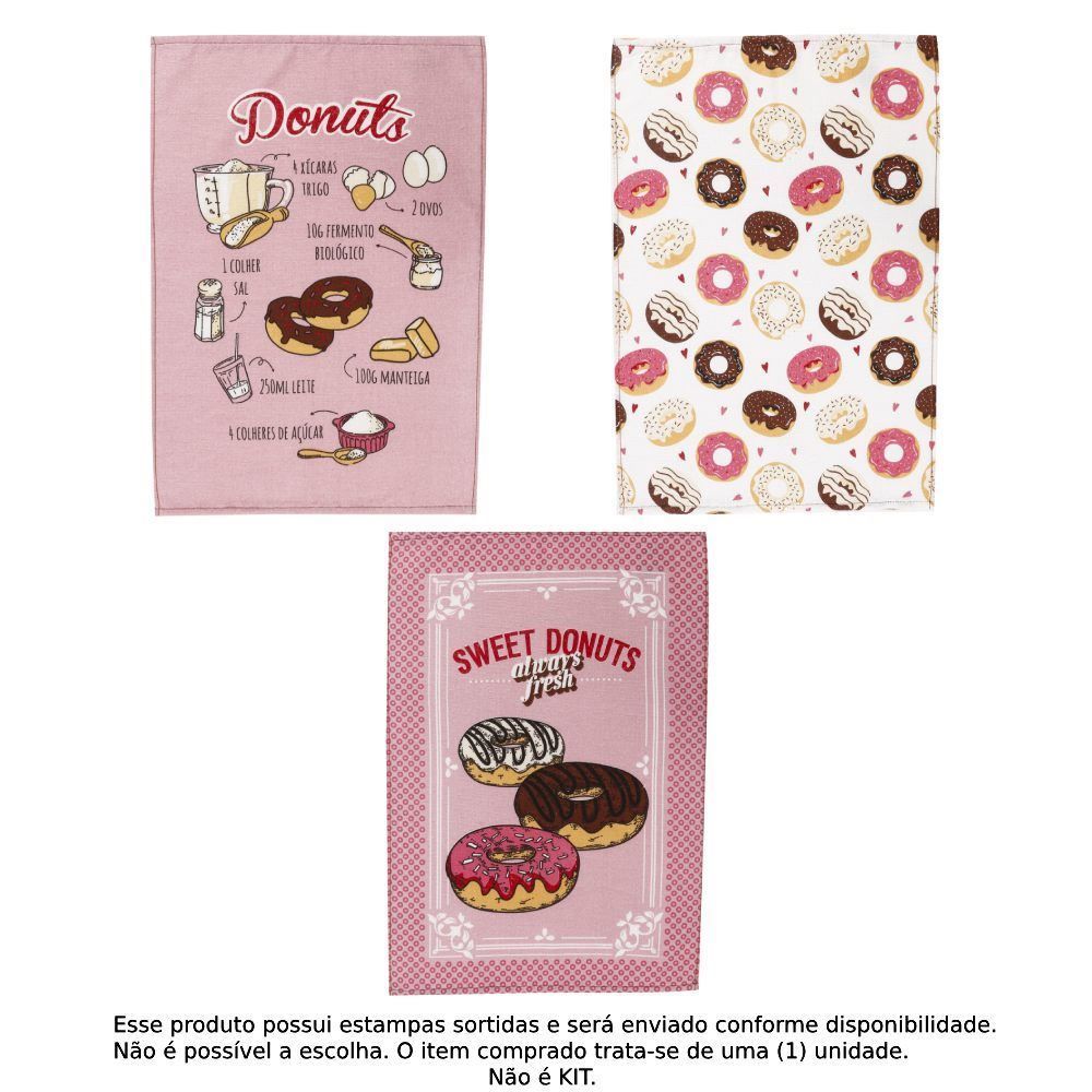 Pano De Copa 100% Algodão Felpudo Döhler 1 Pç - Sortido Donuts