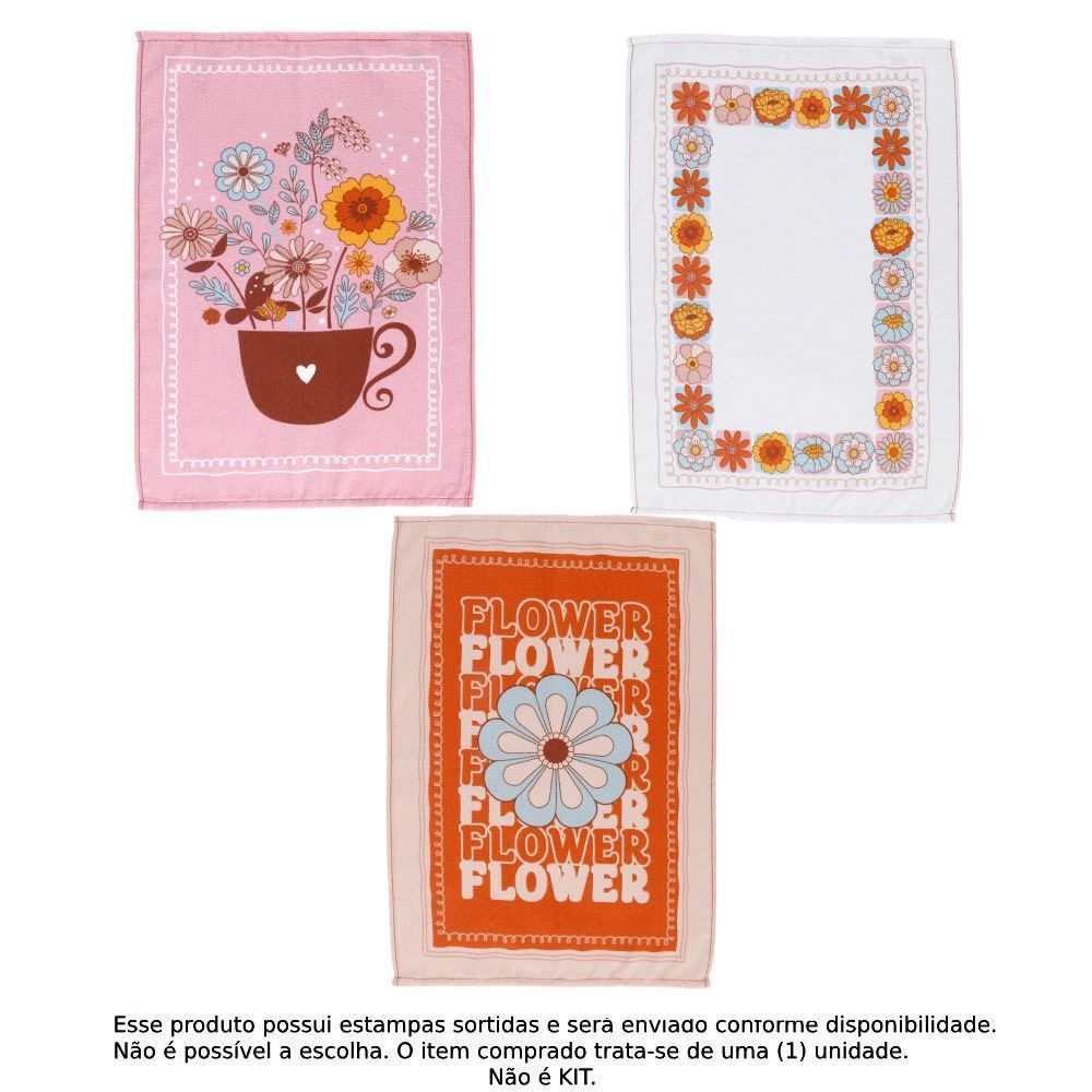Pano de Copa 100% Algodão Felpudo Döhler 1 Pç - Flores