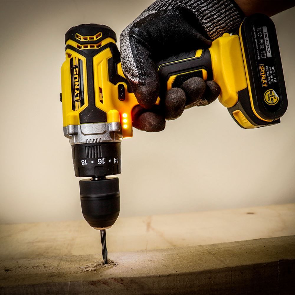 Parafusadeira E Furadeira Com Impacto Lynus Bateria 20V Pfl20ci - Bivolt