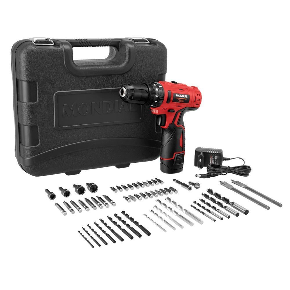 Parafusadeira E Furadeira Com Impacto Mondial Bateria 12V Pi-11-Ma - Bivolt