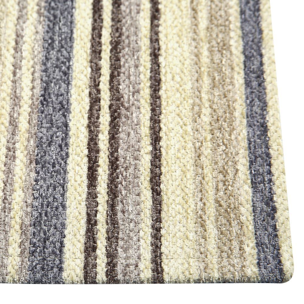 Tapete Para Quarto Ou Sala Chenile 0,75X1,6 M Havan Casa - Listras Bege e Azul