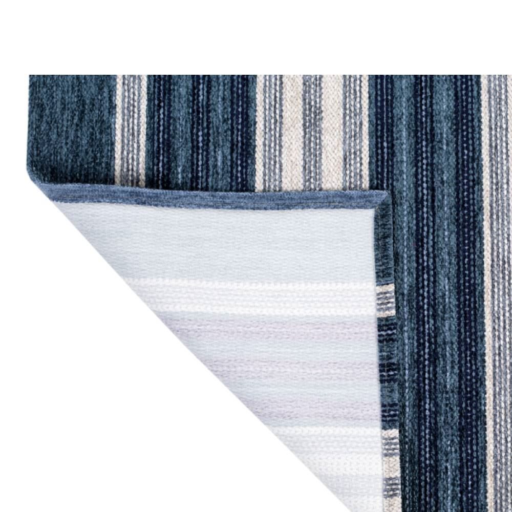 Tapete Chenile 0,75X1,6 M Havan Casa - Azul e Listras Off