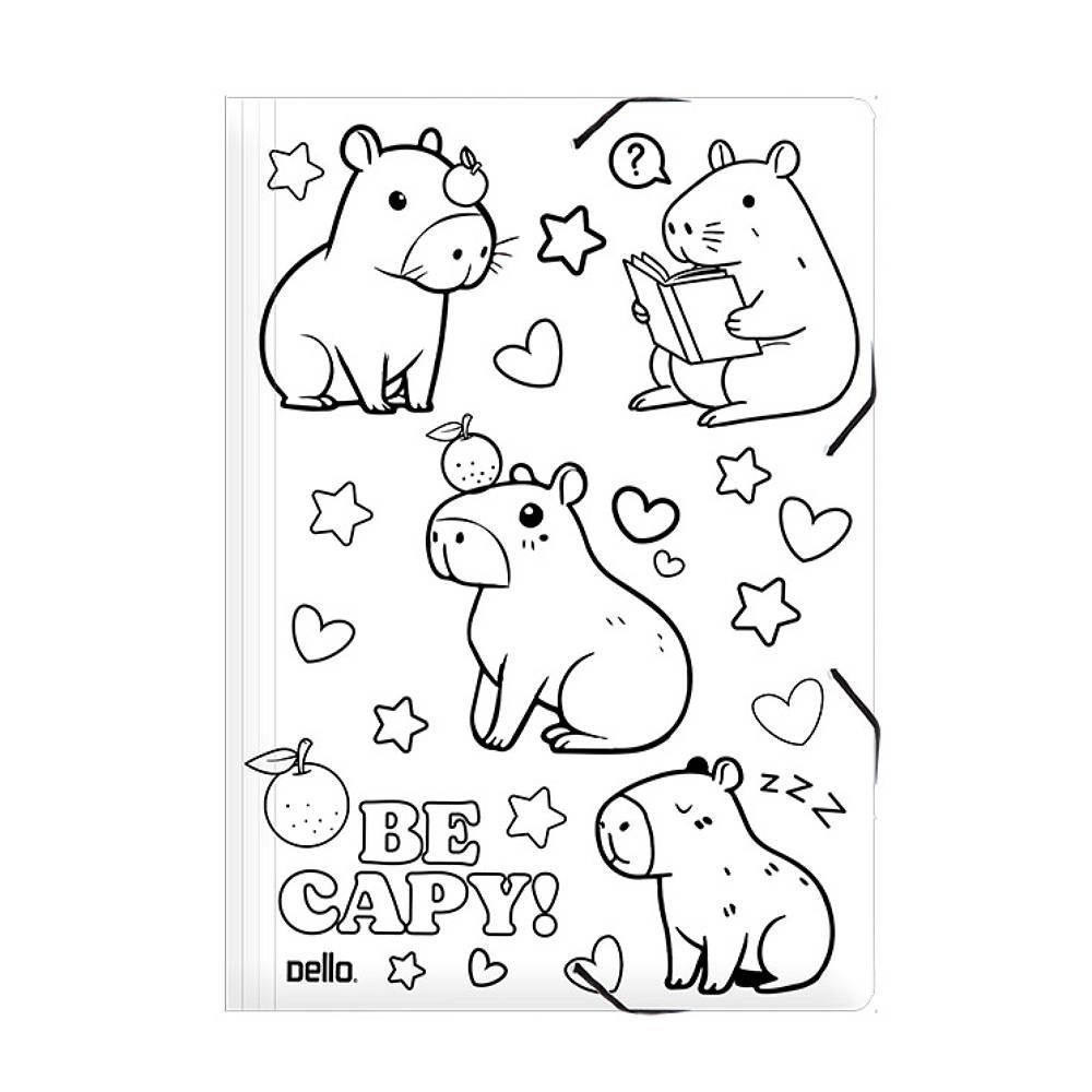 Pasta Aba Elástica Ofício Capy para Colorir Dello - Sortido