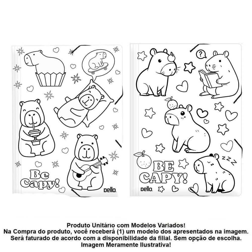 Pasta Aba Elástica Ofício Capy para Colorir Dello - Sortido