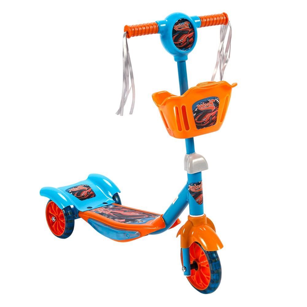 Patinete 3 Rodas Com Cesto Som E Led Havan Toys - Laranja