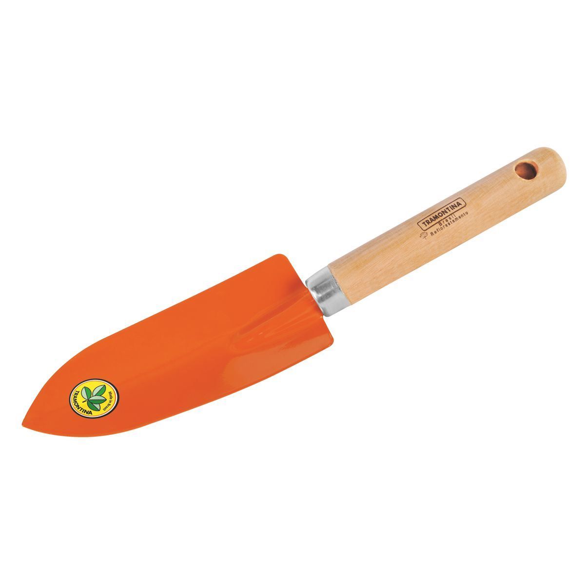 Pazinha Estreita Metálica com Cabo de Madeira Tramontina - Laranja