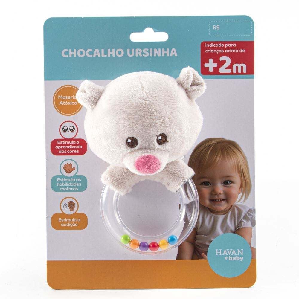 Pelúcia Com Chocalho Havan Baby - Ursa
