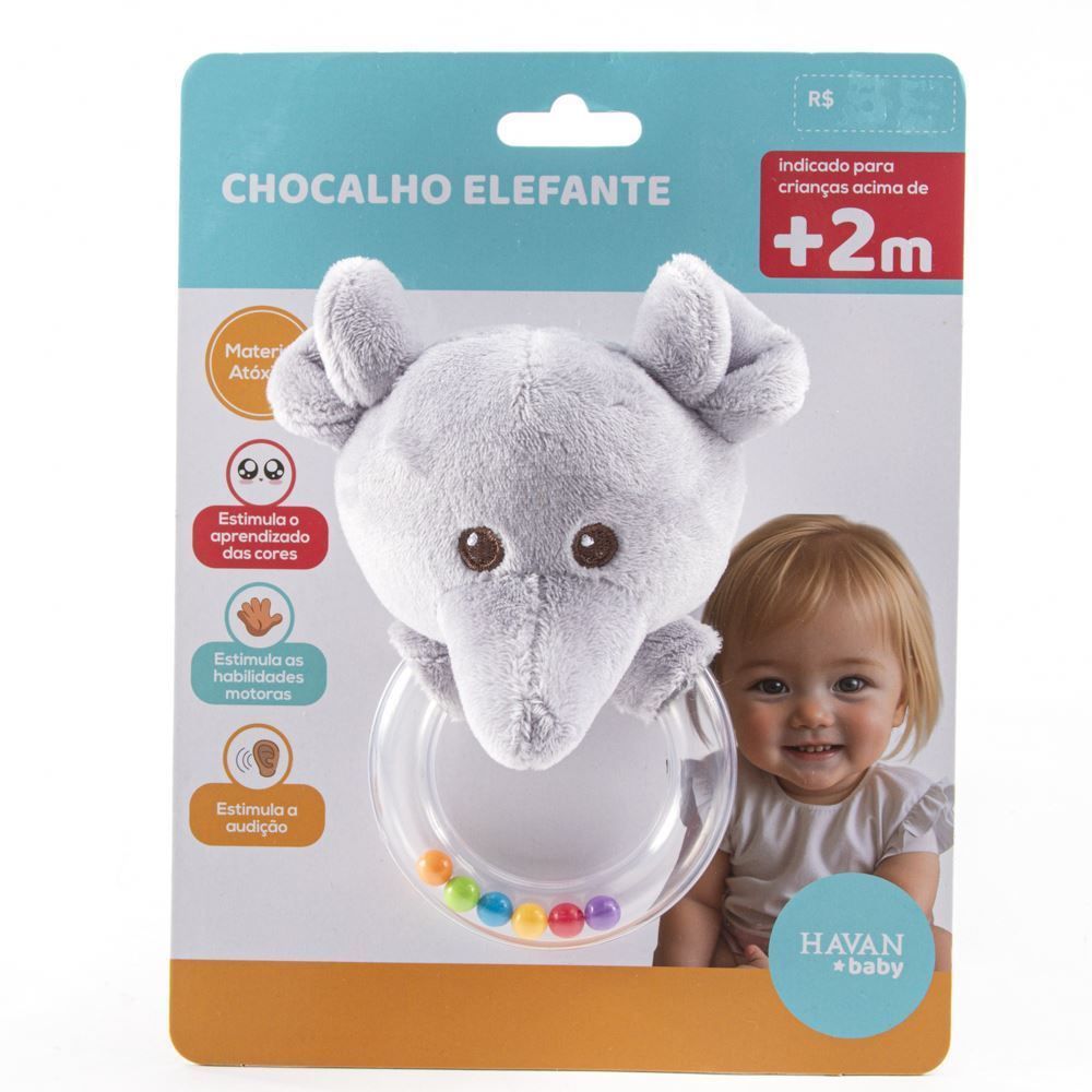 Pelúcia Com Chocalho Havan Baby - Elefante