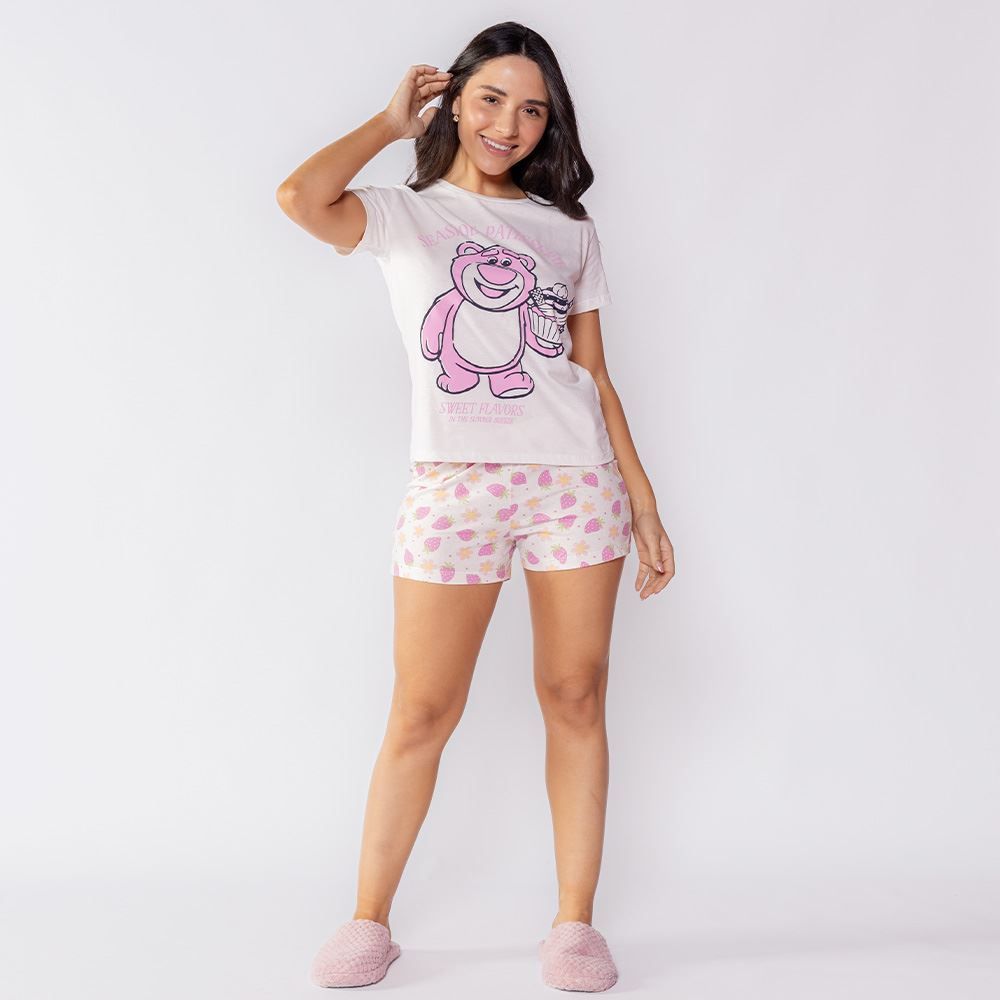 Pijama Feminino Curto Lotso De Algodão Disney