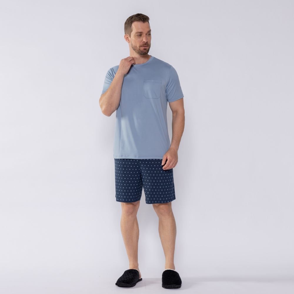 Pijama Masculino Curto Com Bolso Marc Alain