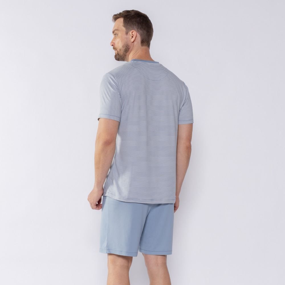 Pijama Masculino Curto Listrado Marc Alain