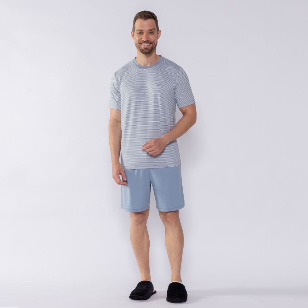 Pijama Masculino Curto Listrado Marc Alain