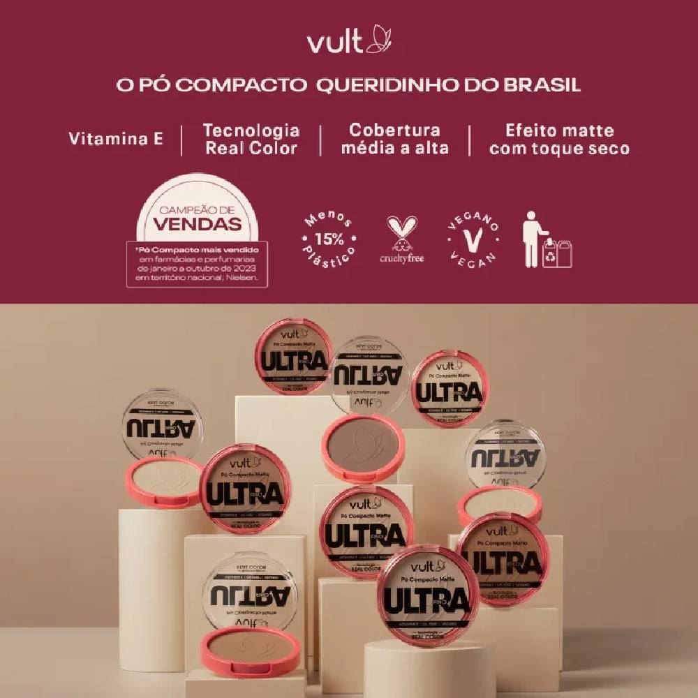 Pó Compacto Matte Ultrafino V400 Vult - 9g
