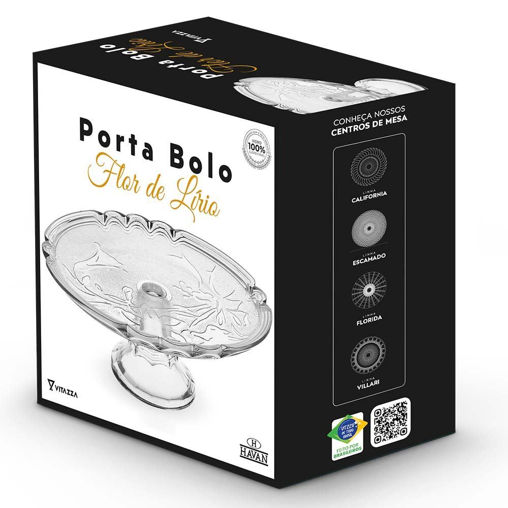 Porta Bolo Lirio C/ Pe Natural 32 Cm Vtzz