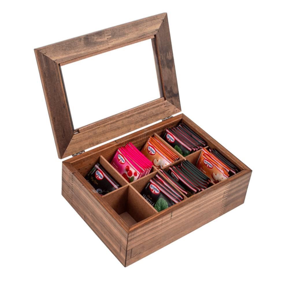 Porta Chá De Madeira Bw Quadros - Natural