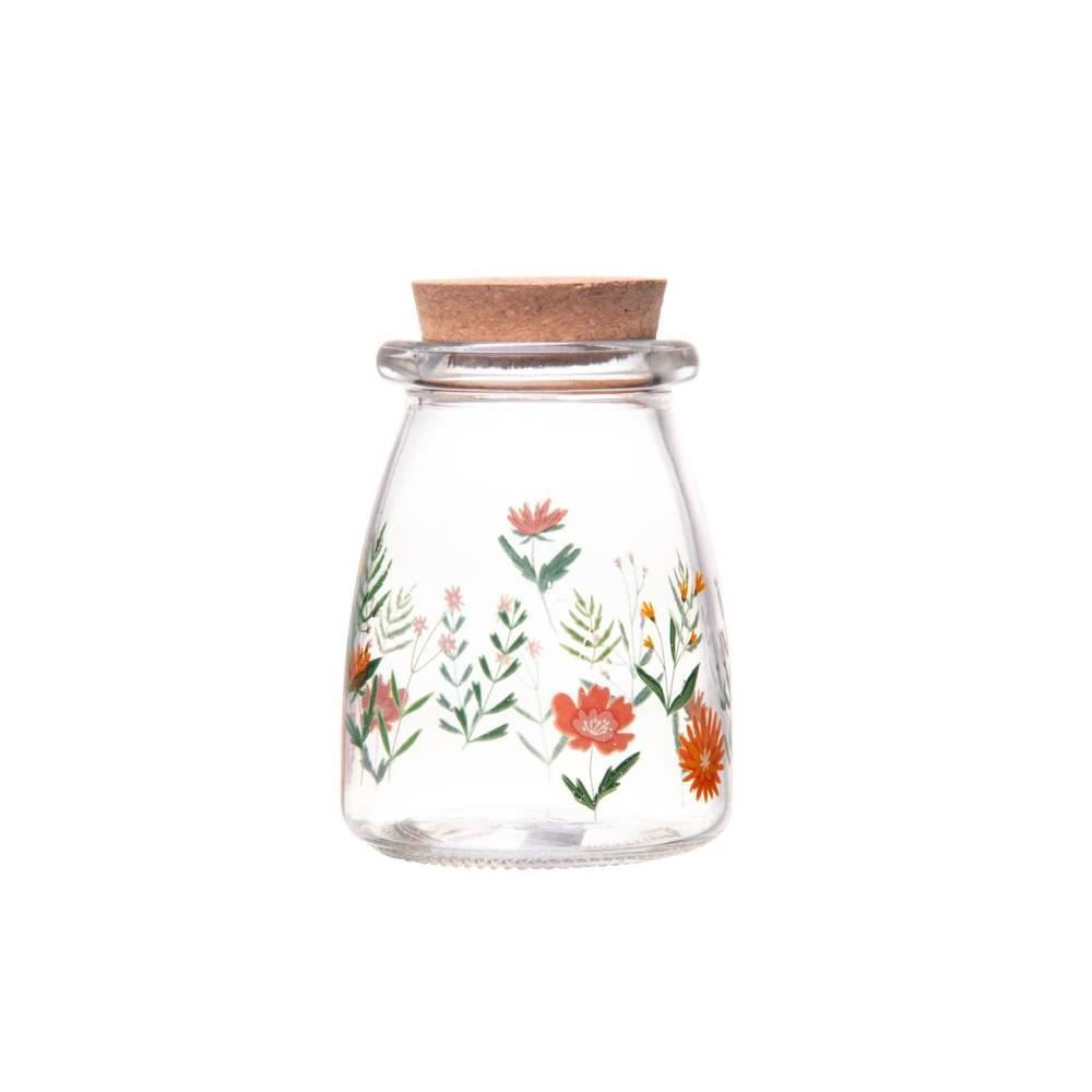 Porta Condimentos De Vidro Com Rolha De Bambu Lyor - Flora Rosa