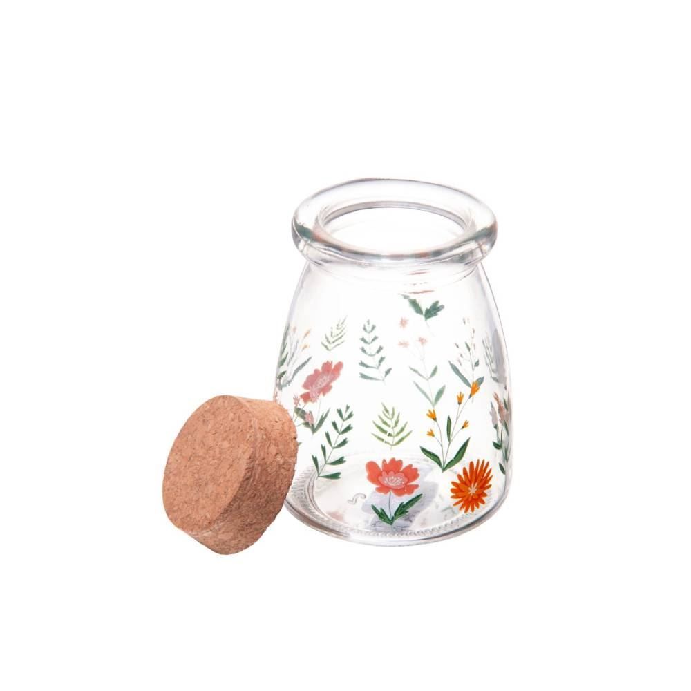 Porta Condimentos De Vidro Com Rolha De Bambu Lyor - Flora Rosa