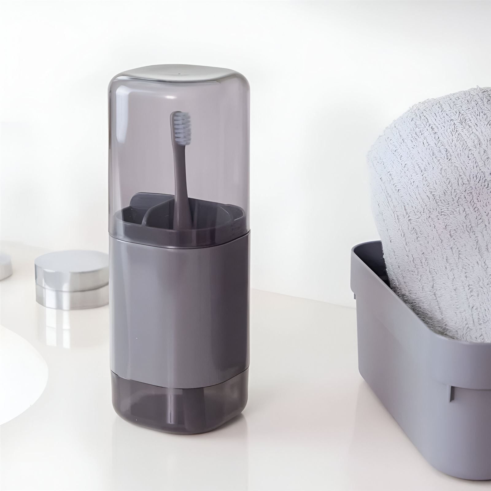 Porta Escova De Dente Dual Ou - Chumbo